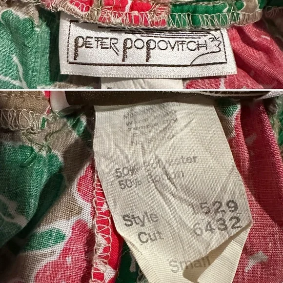 Vintage Peter Popovitch Tan Red Green Floral Skirt Women’s Size Small Spring - Picture 15 of 16